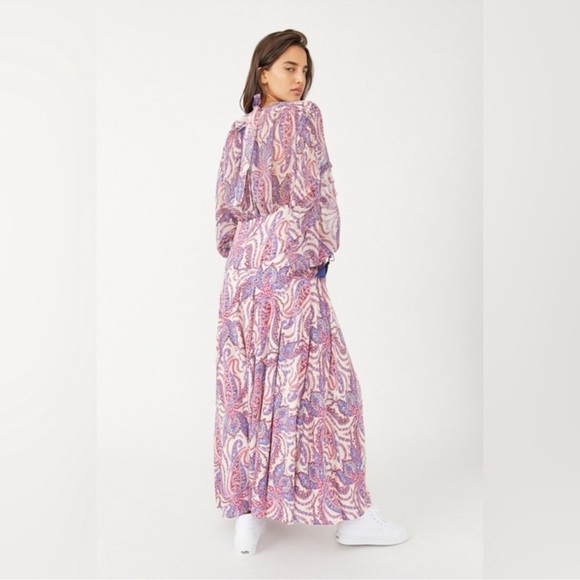 Free People Mirage Maxi Dress in Pink Paisley Size 10 - Picture 3 of 8